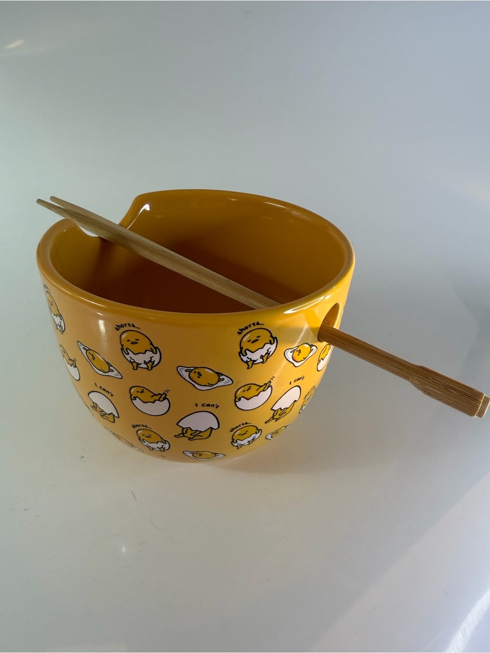 Silver Buffalo Sanrio Gudetama Ramen Noodle Bowl in Yellow